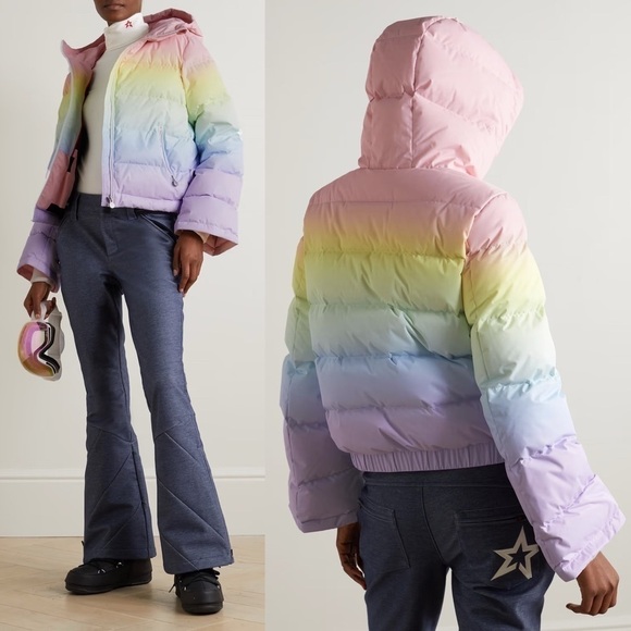 Perfect Moment Jacket Polar Flare Hooded Ombre Quilted Ski Pastel Rainbow XL GUC - Picture 14 of 15